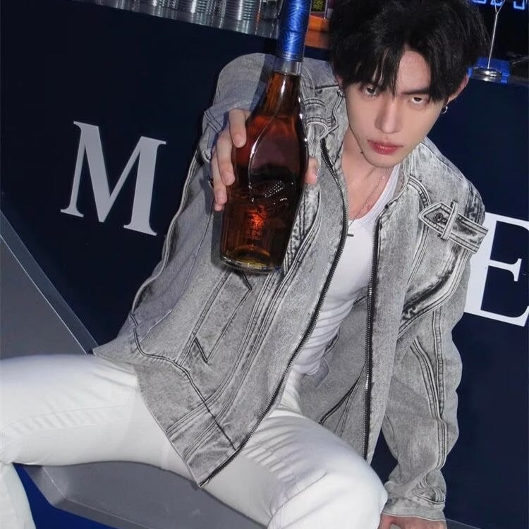 Heavy Industry Spliced Short Denim Jacket