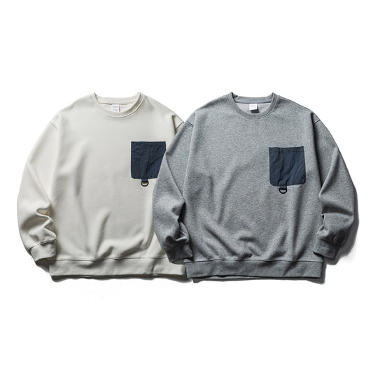 Pocket Design Casual Loose Fit Crewneck Sweater