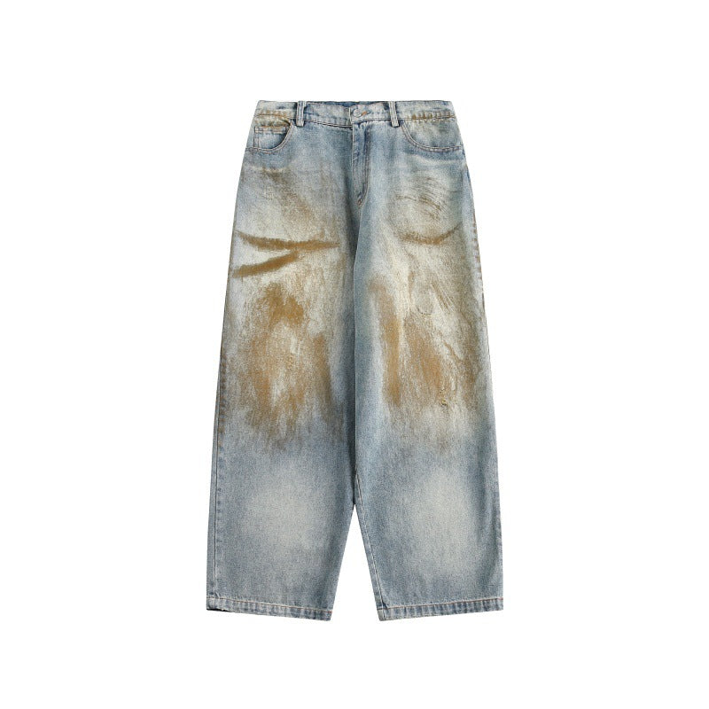 Japanese Retro Loose Straight Leg Denim Pants