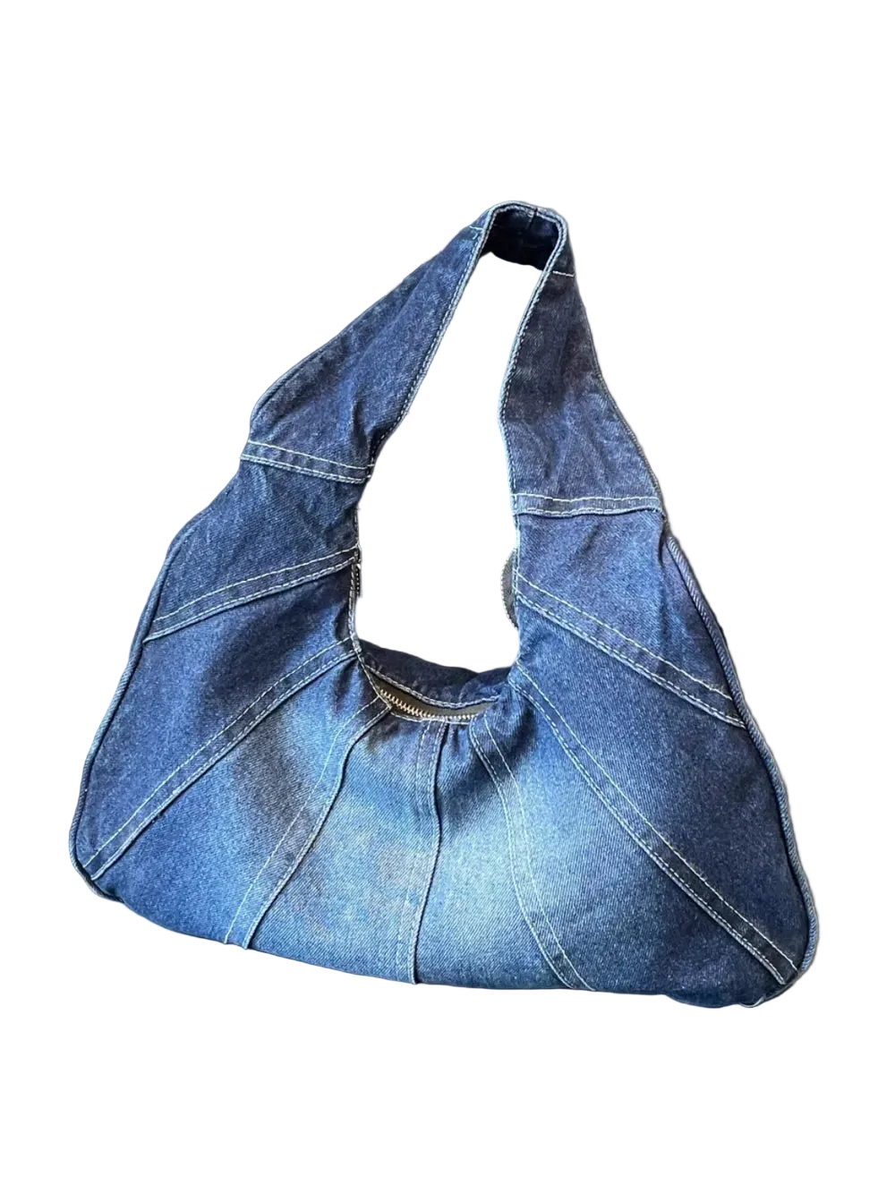 Crescent Denim Shoulder Bag