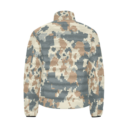 Men's Puffer Bomber Jacket - Blue Gray Digital Desert Camo