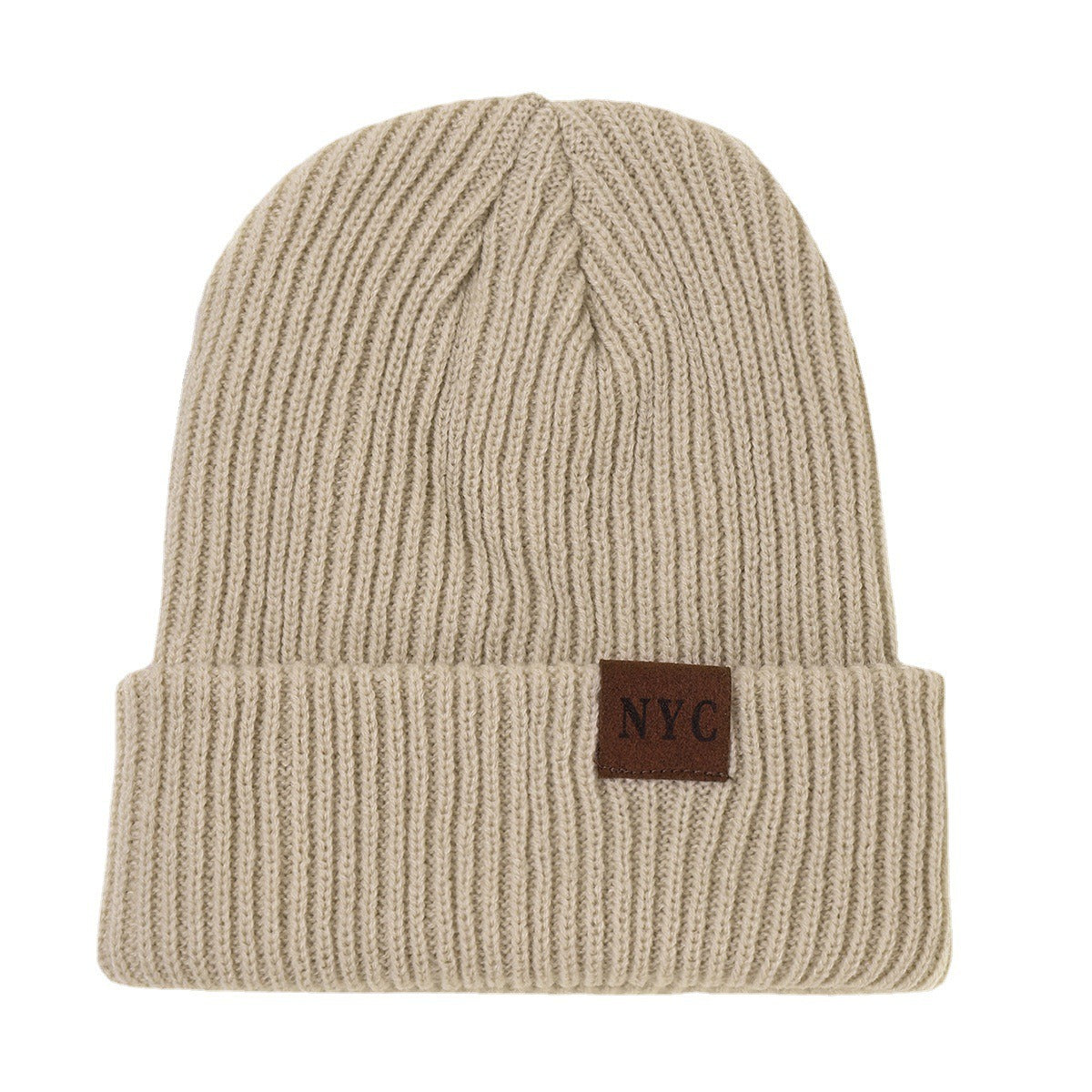 General Solid Color Flip Edge Warm Windproof Knitted Cap