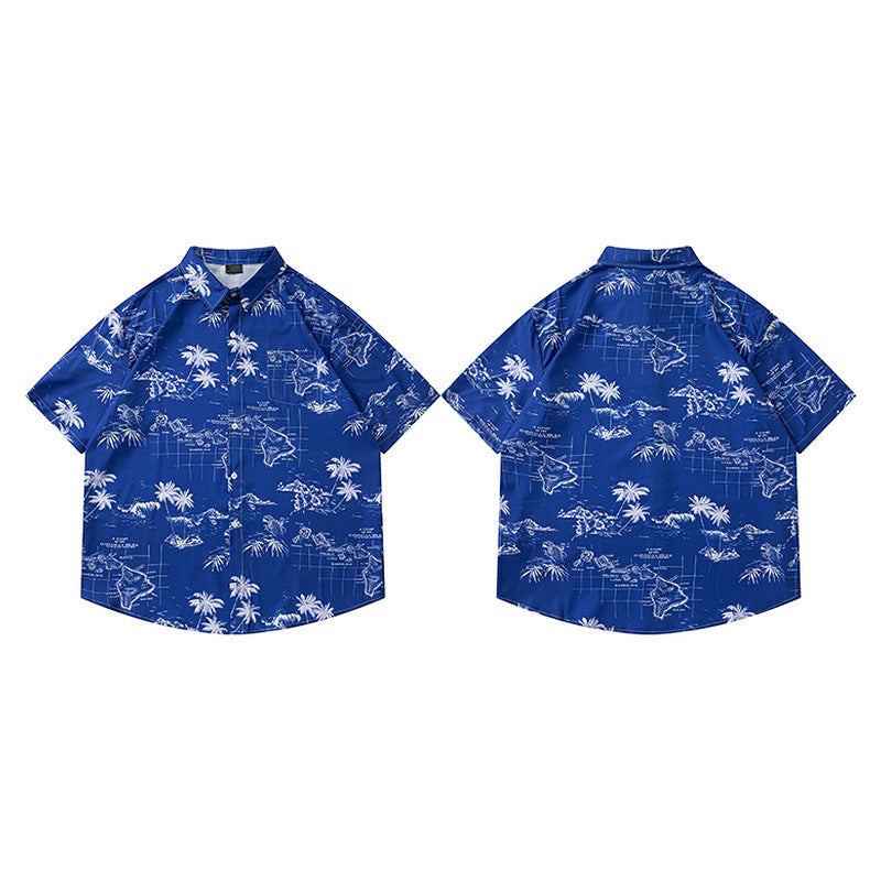 Beach Blue Short Sleeve Shirt for Men