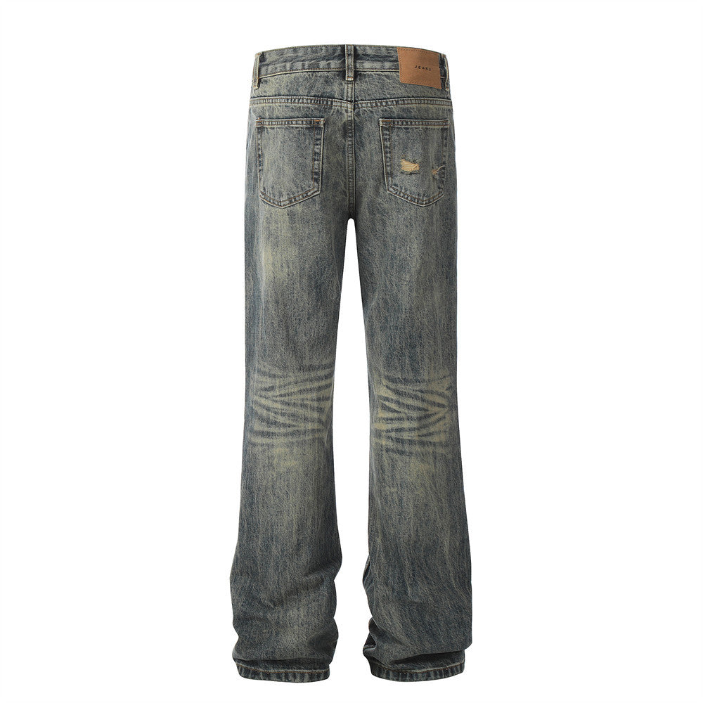 Men's Vintage Distressed Loose-Fit Denim Pants
