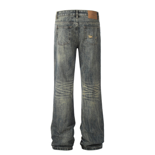 Men's Vintage Distressed Loose-Fit Denim Pants