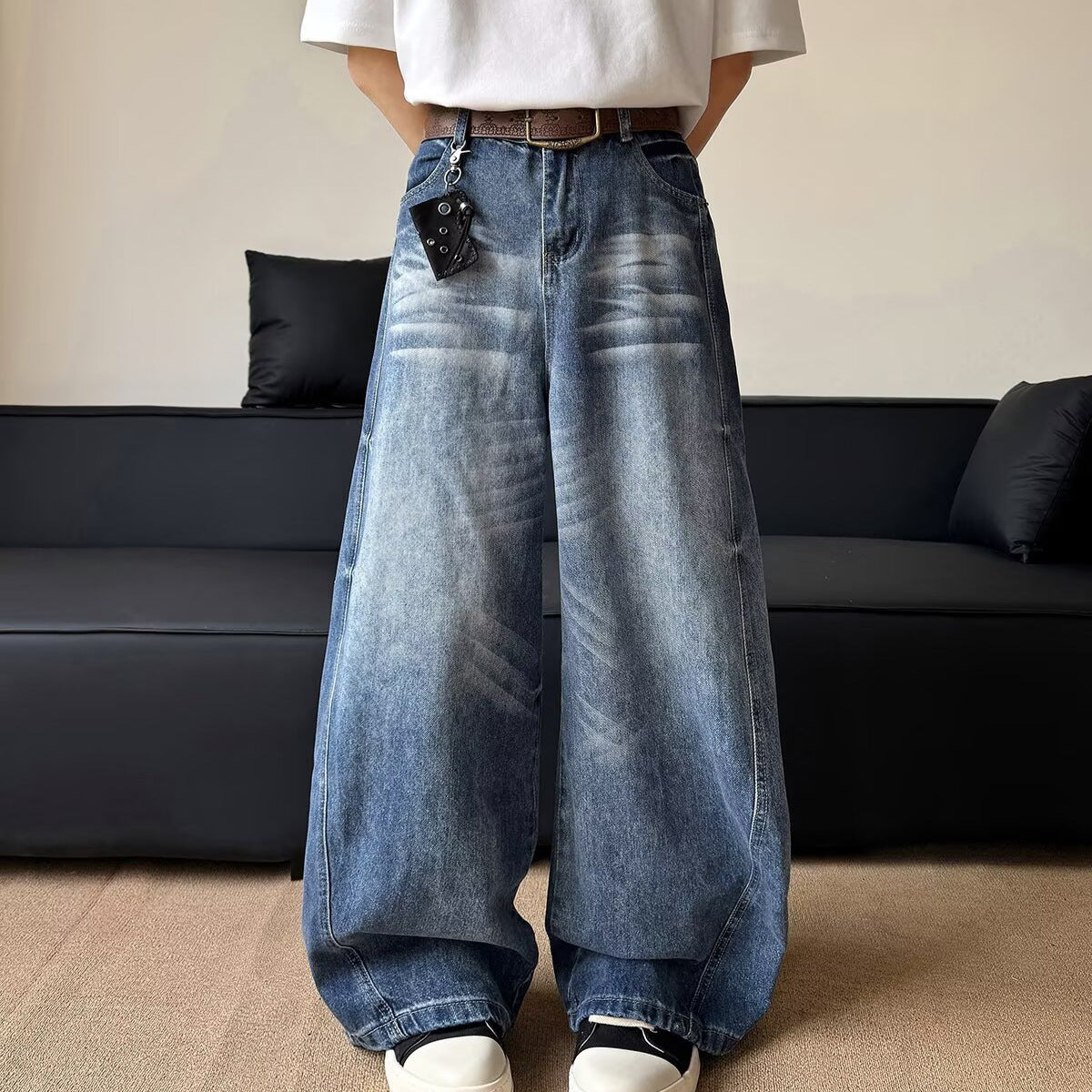 Bent Knife Cowboy Men's Wide Leg Casual Loose Relaxation Pants