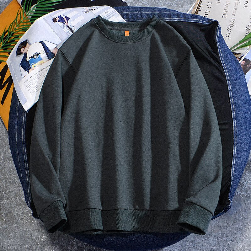 Men's Casual Cotton Fleece Long Sleeve Hoodie Sweatshirt Round Neck Multicolor