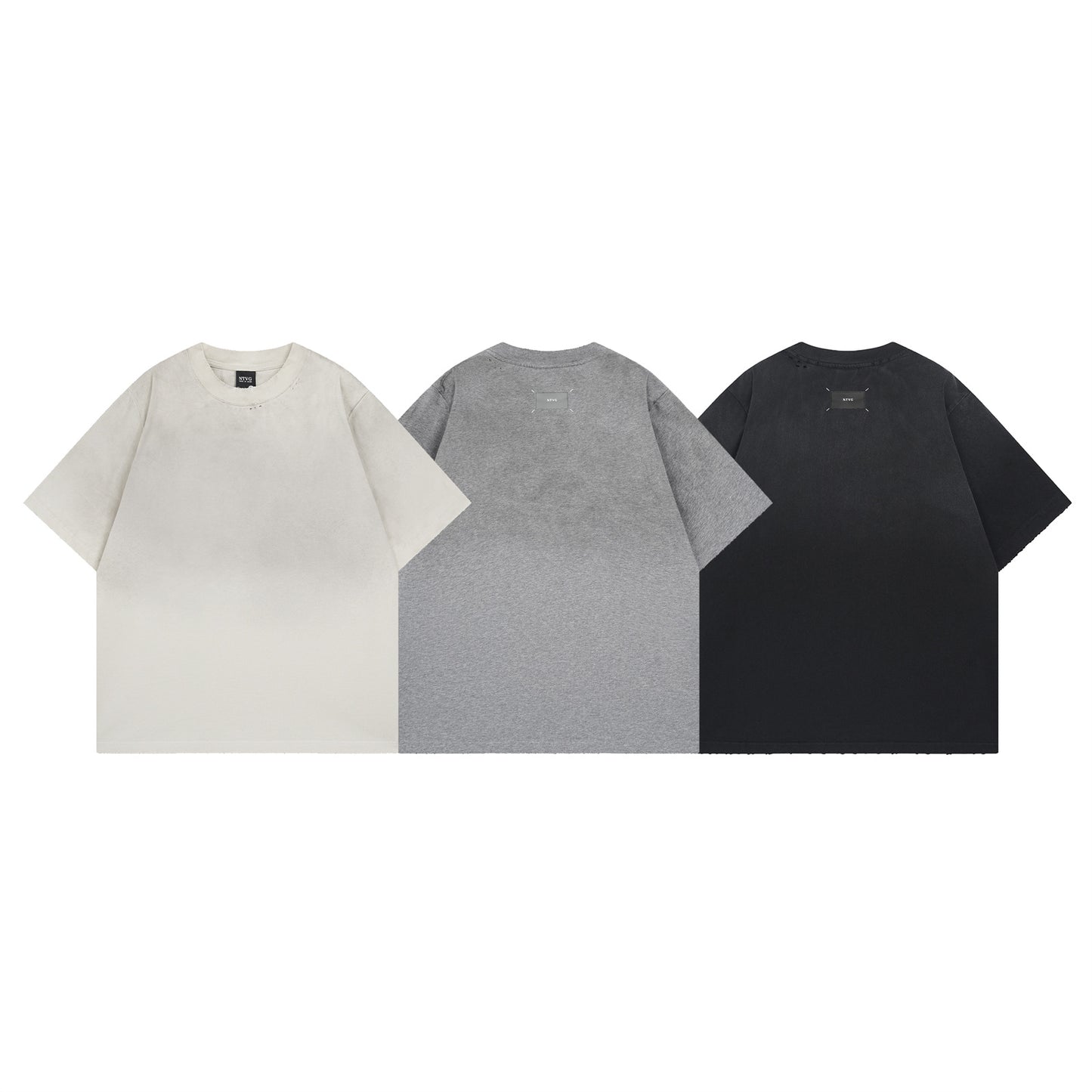 Half-Spray Washed Short Sleeve T-Shirt - Loose Fitting
