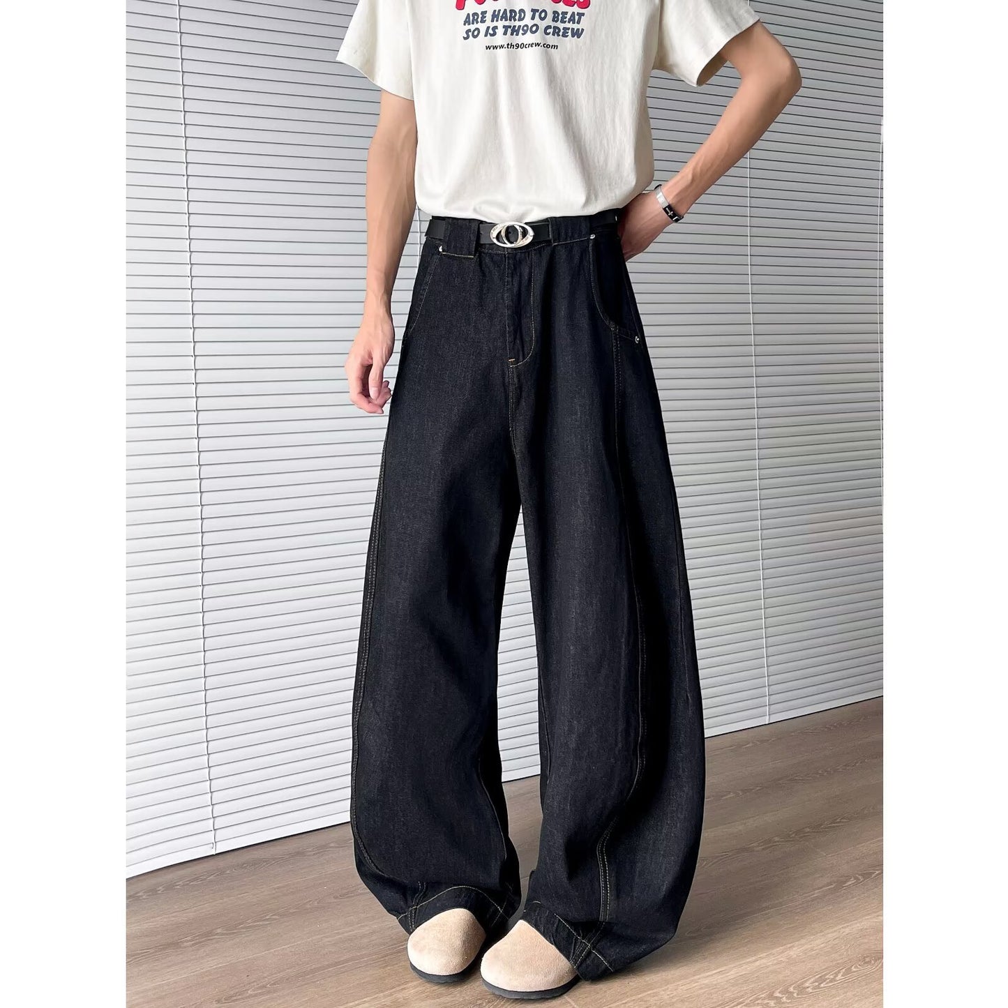 Versatile Loose Straight Leg Denim Wide Leg Pants