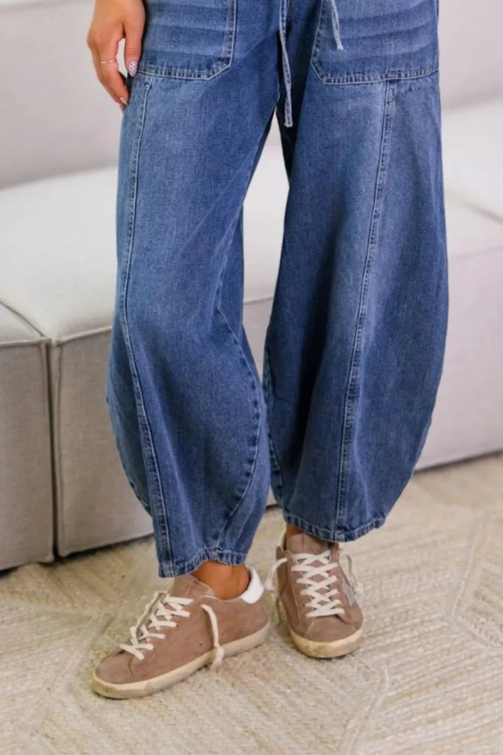 Drawstring Jeans with Pockets - Japanese Denim