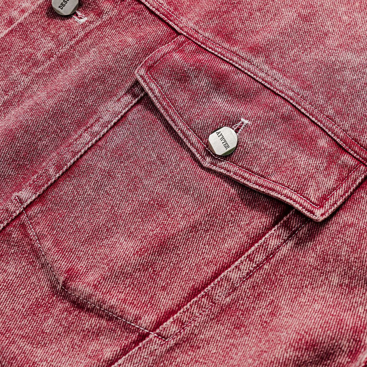 Ethnic Spliced Washed Denim Jacket