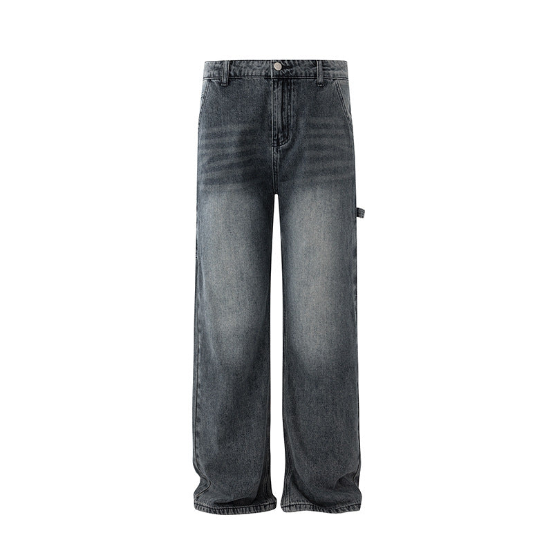 Casual Style Workwear Denim Material Straight Leg Wide Leg Clean Fit Pants