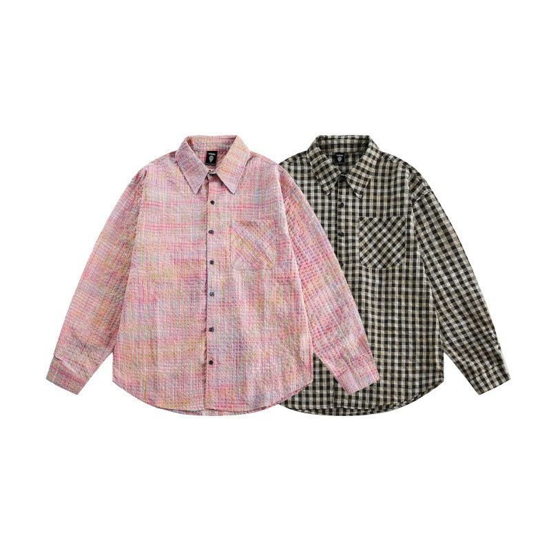 Bubble Gauze Checkered Long Sleeved Shirt