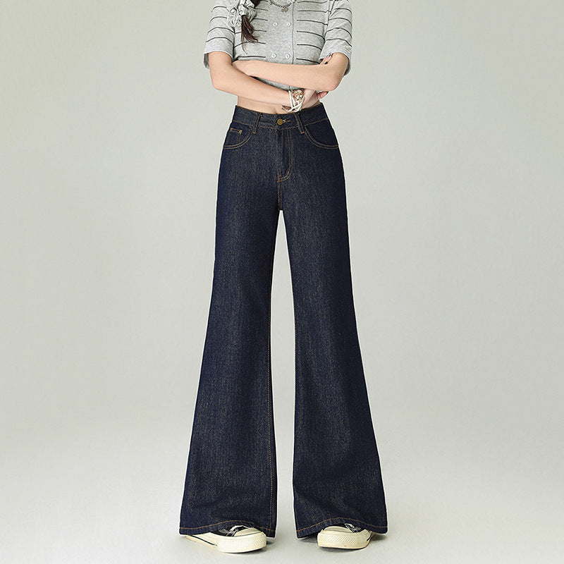 Women's Deep Blue Flared Jeans - Loose and Slimming Pants