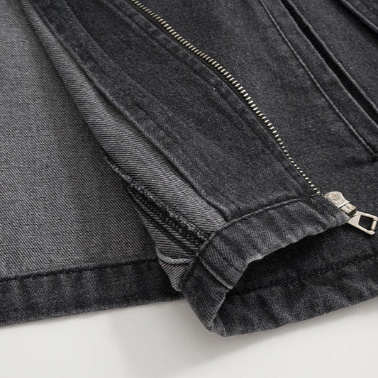 Deconstructing Silhouette Denim Zipper Jacket