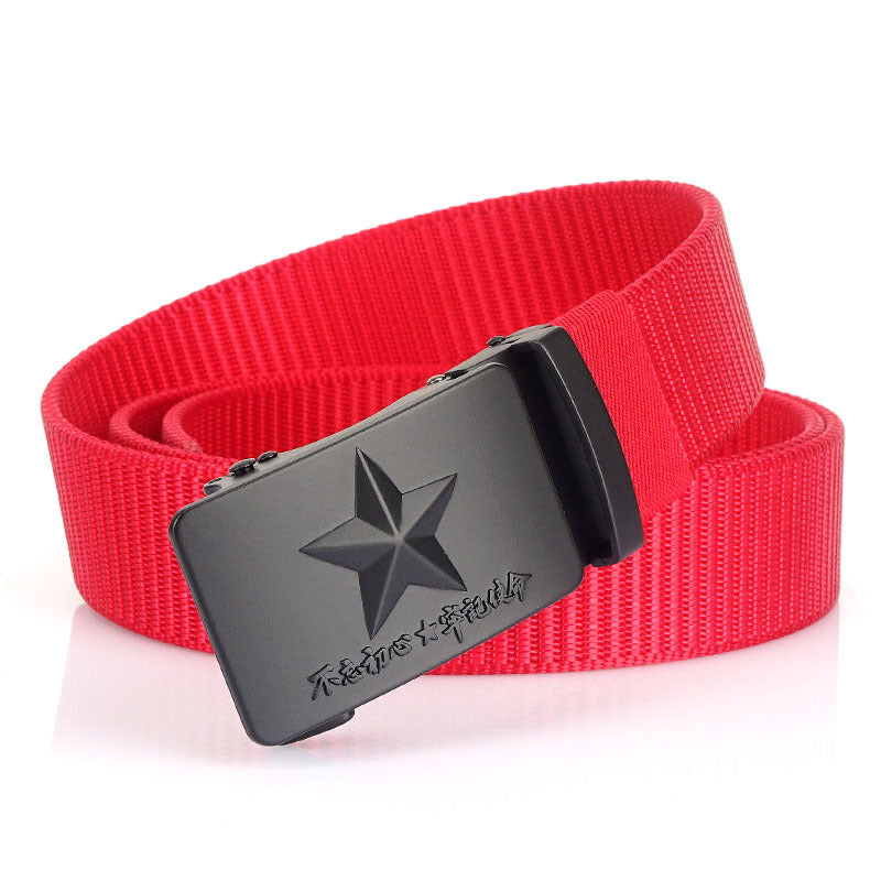 Men's Canvas Automatic Buckle Wide Belt