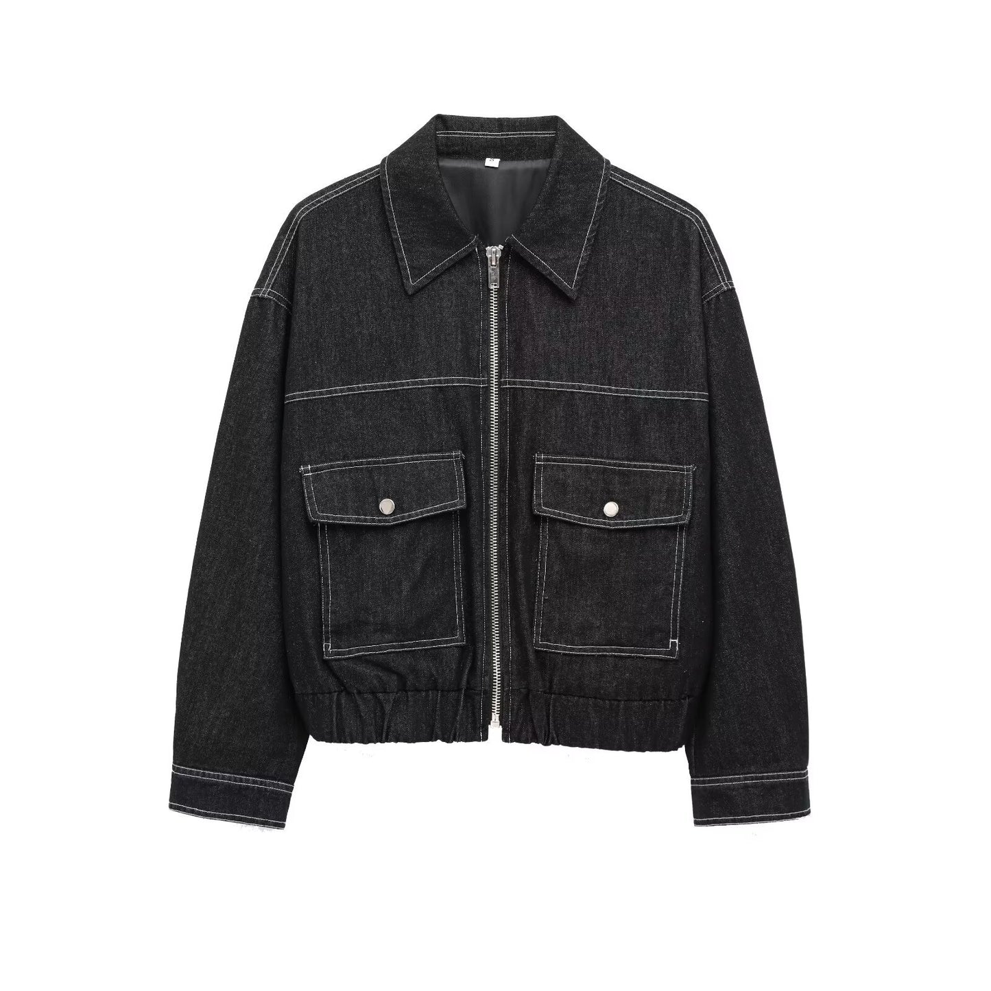 Casual Loose Denim Jacket for Women with Pocket Decoration