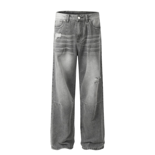 Gray Wash Gradient Denim Straight Leg Pants For Men