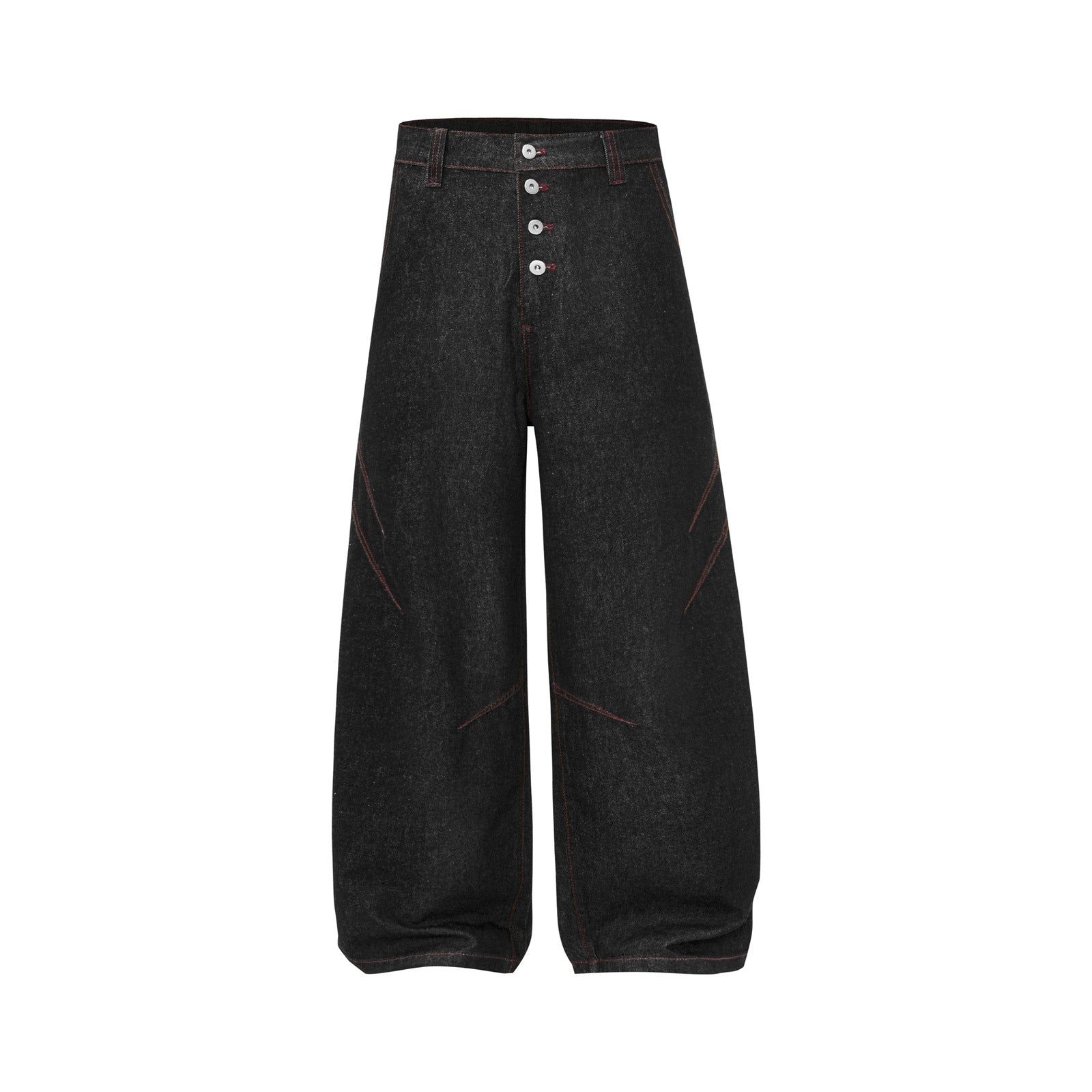 Luxury High-Waisted Deconstructed Denim Pants with Buttons