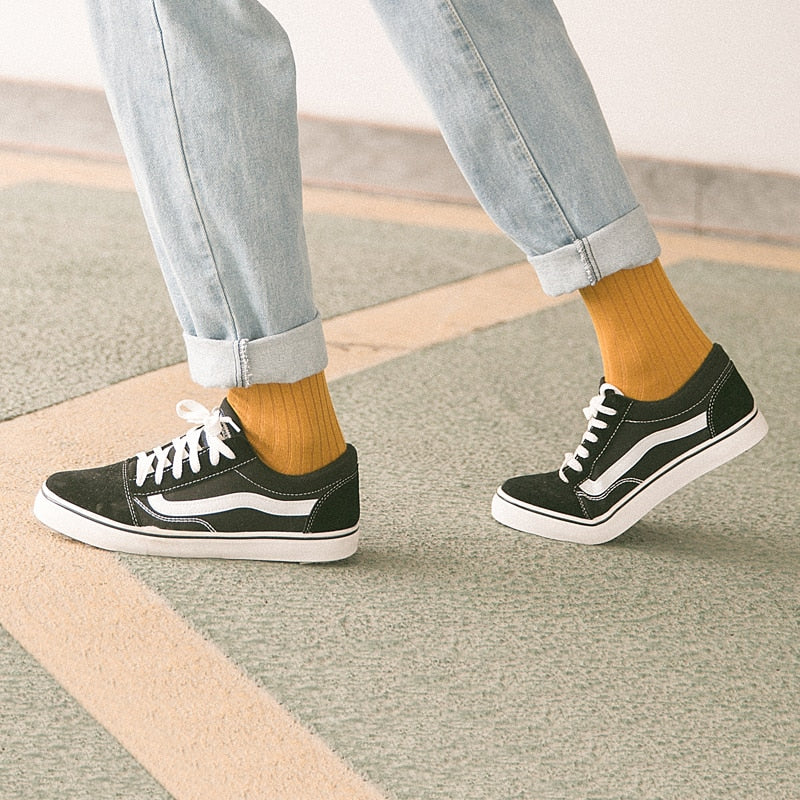 Men's Solid Color Cotton Crew Socks