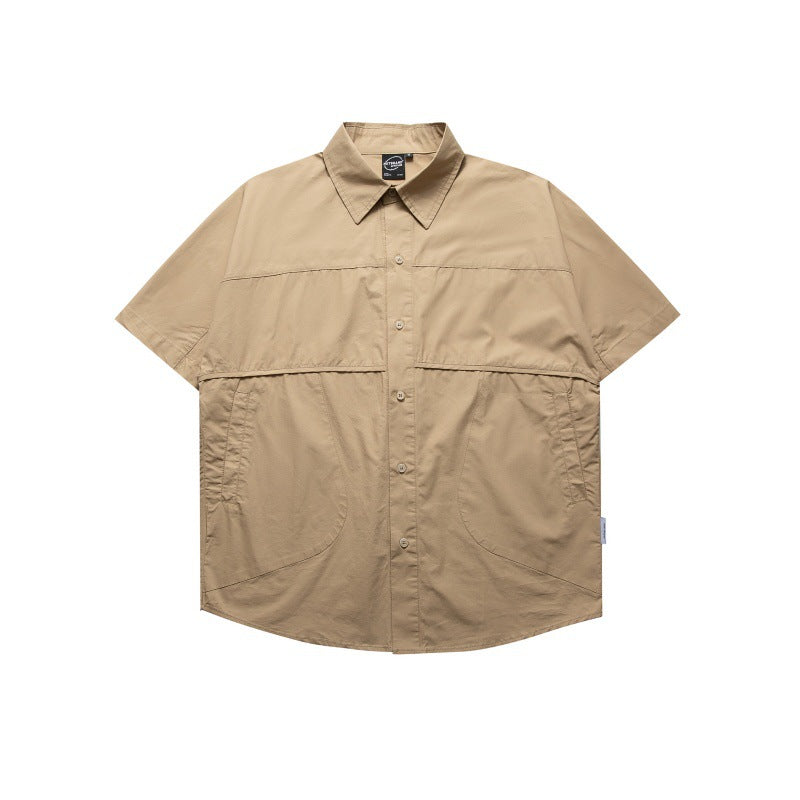 Solid Color Short Sleeve Loose Fit Shirt for Men