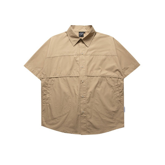 Solid Color Short Sleeve Loose Fit Shirt for Men