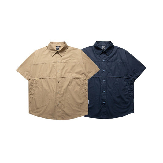 Solid Color Short Sleeve Loose Fit Shirt for Men