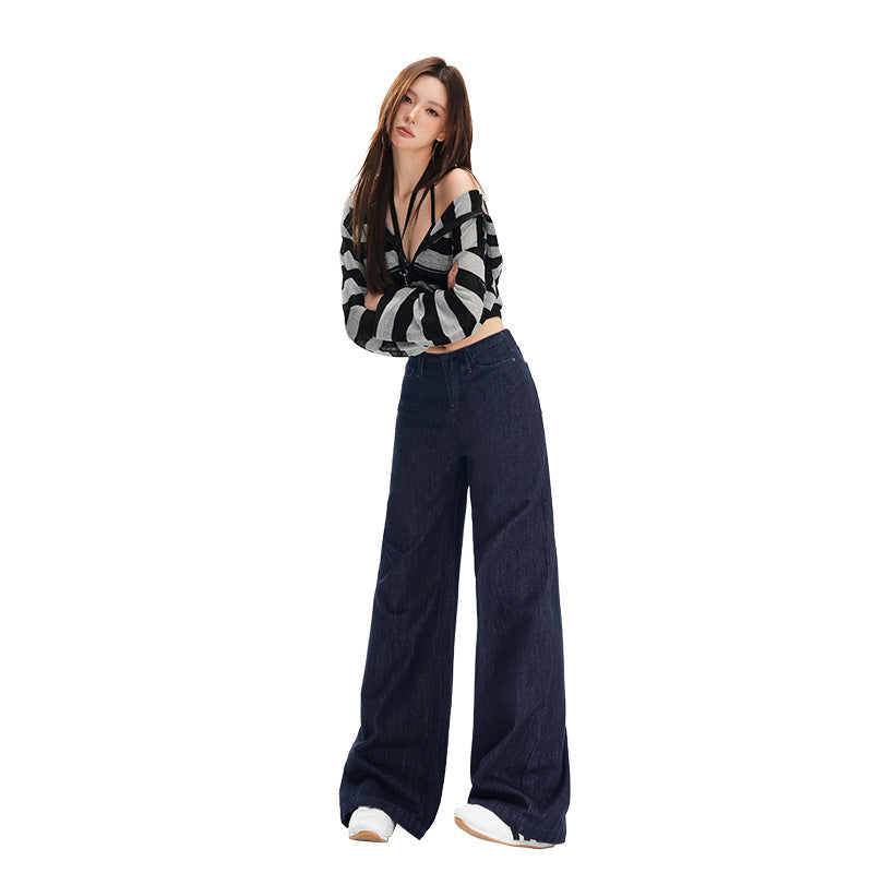 Women's Lyocell Tencel Denim Pants High-Quality Loose Straight Wide-Leg Pants
