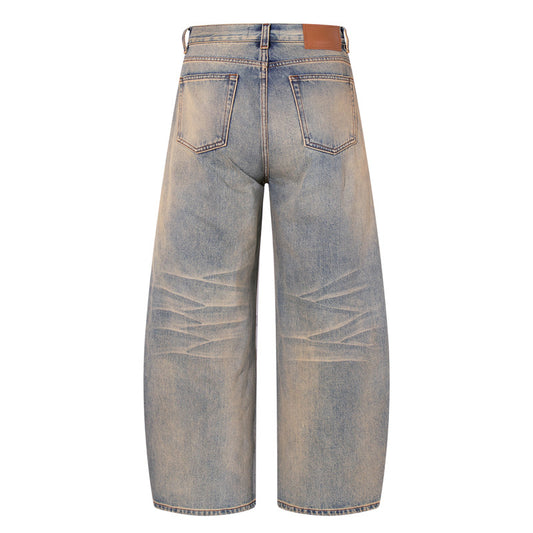 Streetwear Design Spray Painted Knife Pants for Men - Loose Fit Distressed Denim Jeans