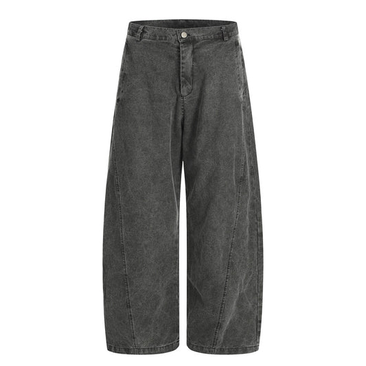 Washed Black Grey Workwear Denim Pants