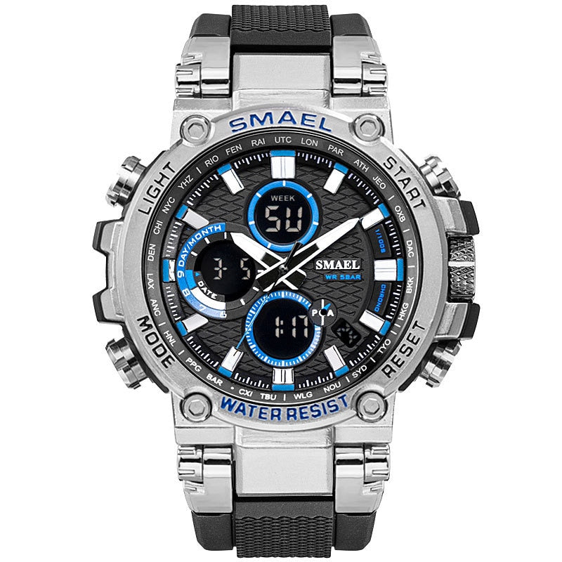 Men's Sport Watches - Digital Double Time Chronograph - LED Display