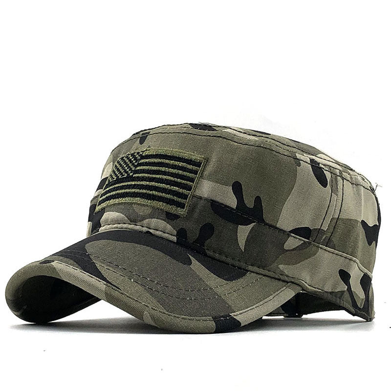 Men's Washed Distressed Flat Top Military Cap