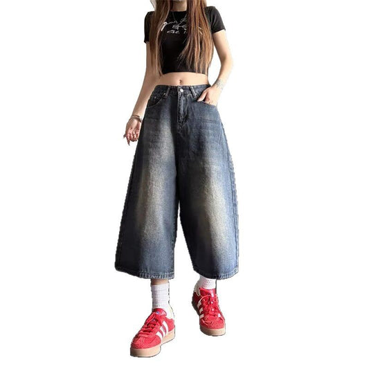 Retro Washed Vintage Denim Shorts for Men and Women