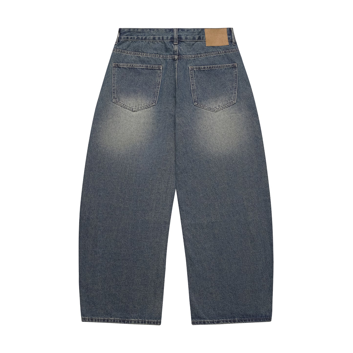 Heavy Washed Panelled Patchwork Loose Wide Leg Knife Cut Denim Pants