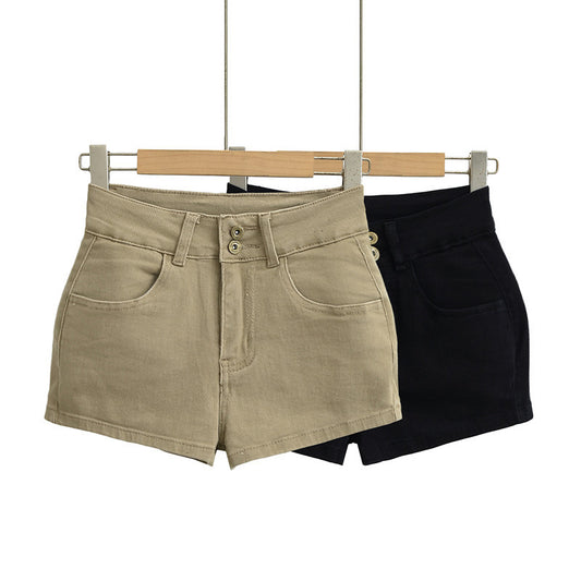 Low Waist Belly Button Revealing Two-Button Booty Enhancing Denim Shorts