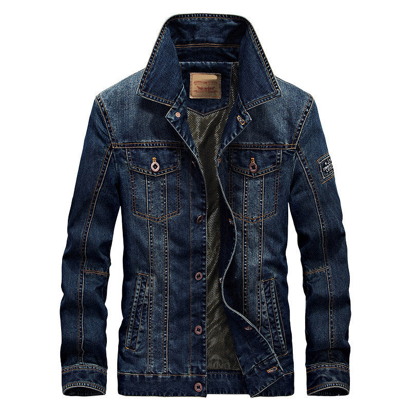 Casual Men's Denim Jacket with Fleece Lining