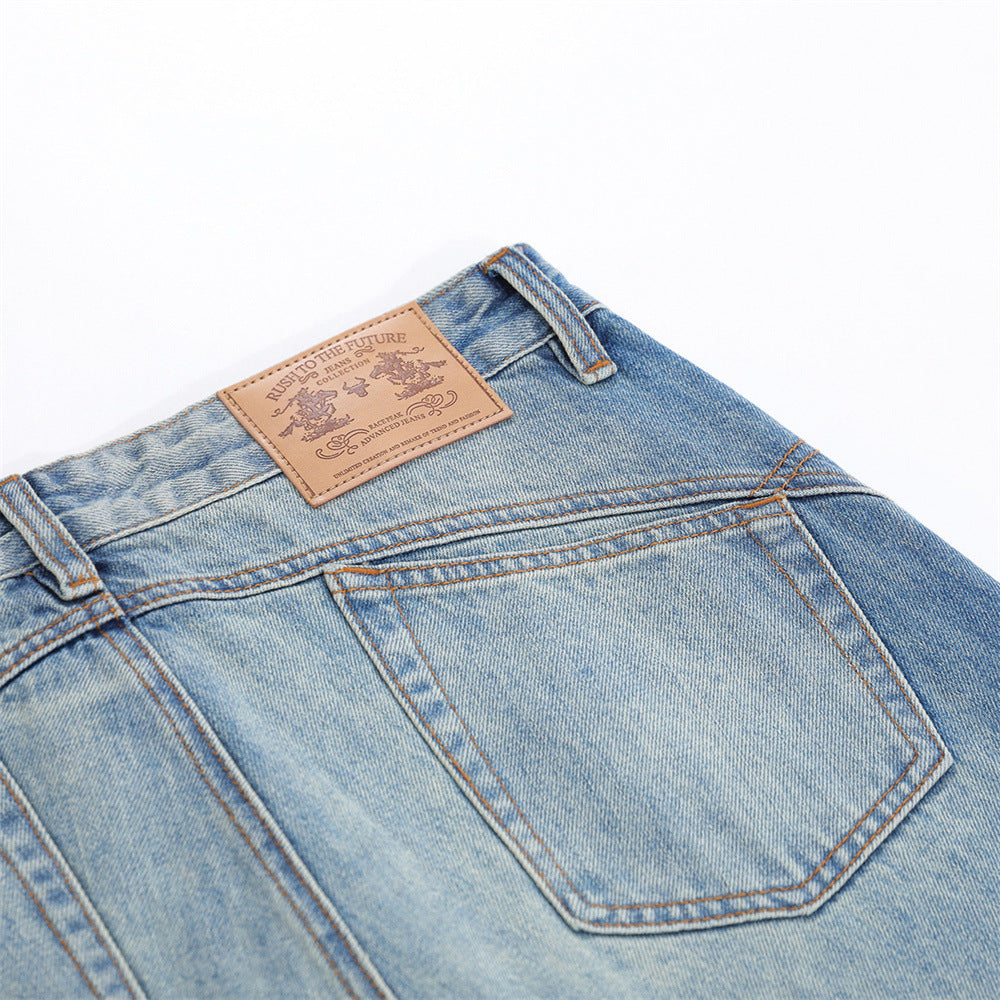 Washed Denim Bell Bottoms — Mid-Rise Flared Jeans for Men