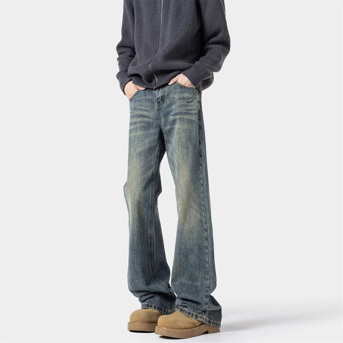 Retro Summer Straight Leg Wide Leg Flared Jeans for Boys