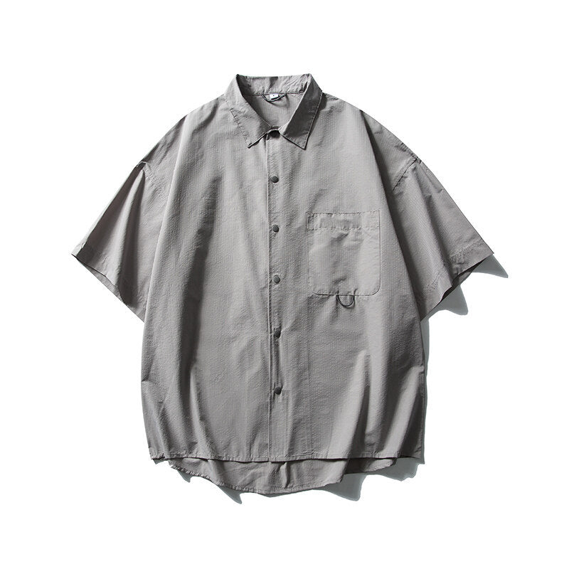 Solid Color Minimalist Short Sleeved Shirt