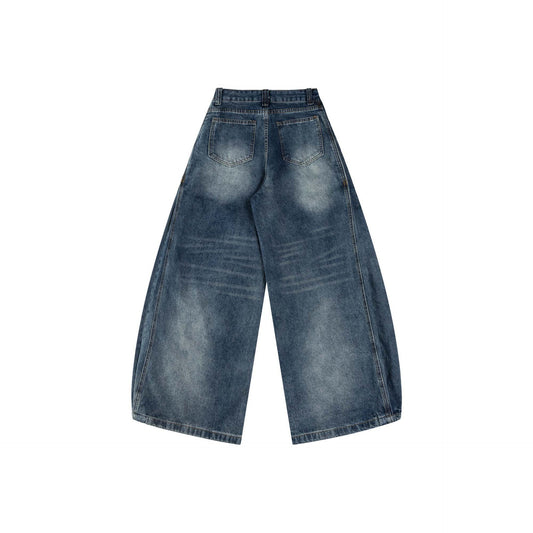 High Street Washed Distressed Tapered Denim Pants for Men and Women