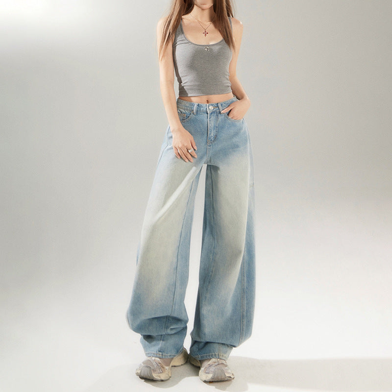 Distressed Light Blue Skinny Jeans with High Street Patchwork Design