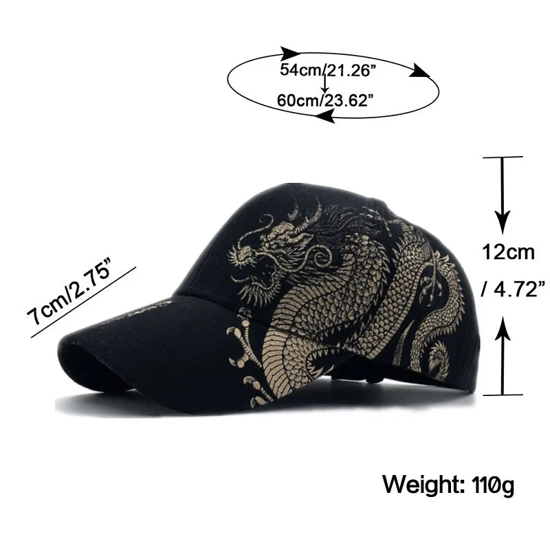 Chinese Dragon Print Duck Brim Cap