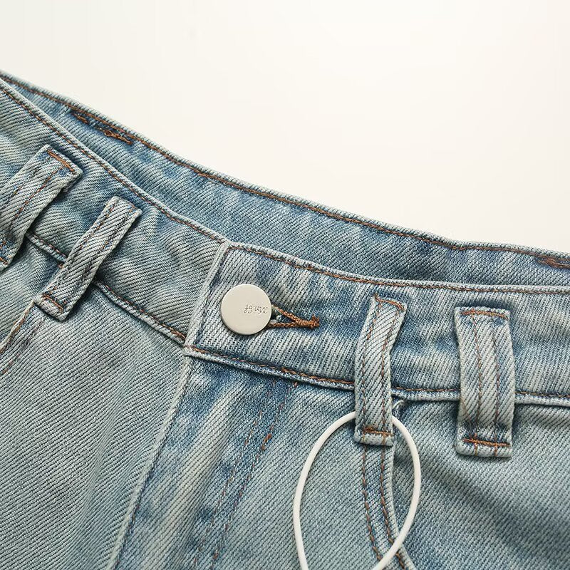 Low Waisted A-Line Straight Leg Denim Shorts for Women