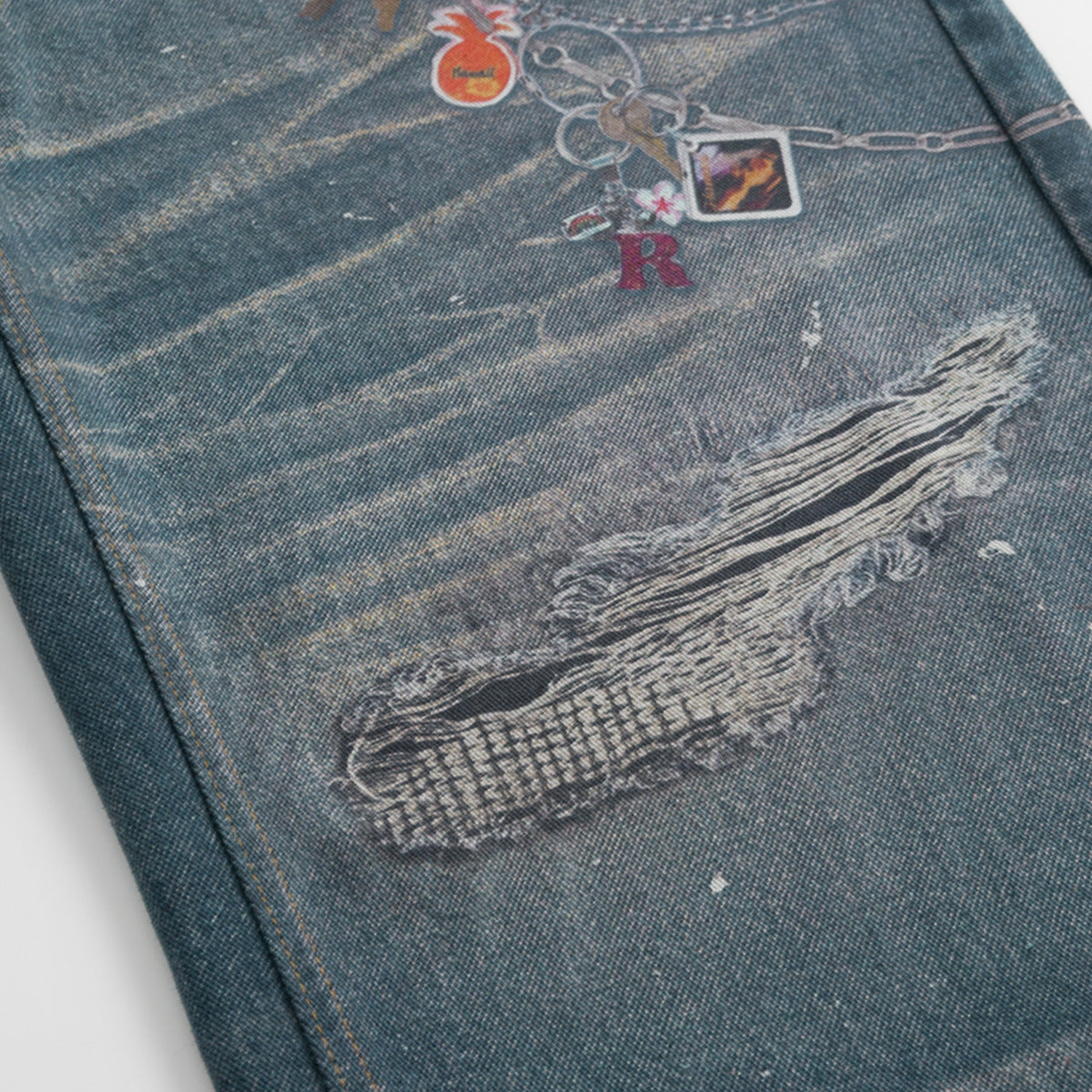 3D Printed Baggy Jeans - Wide Leg Pants for Men