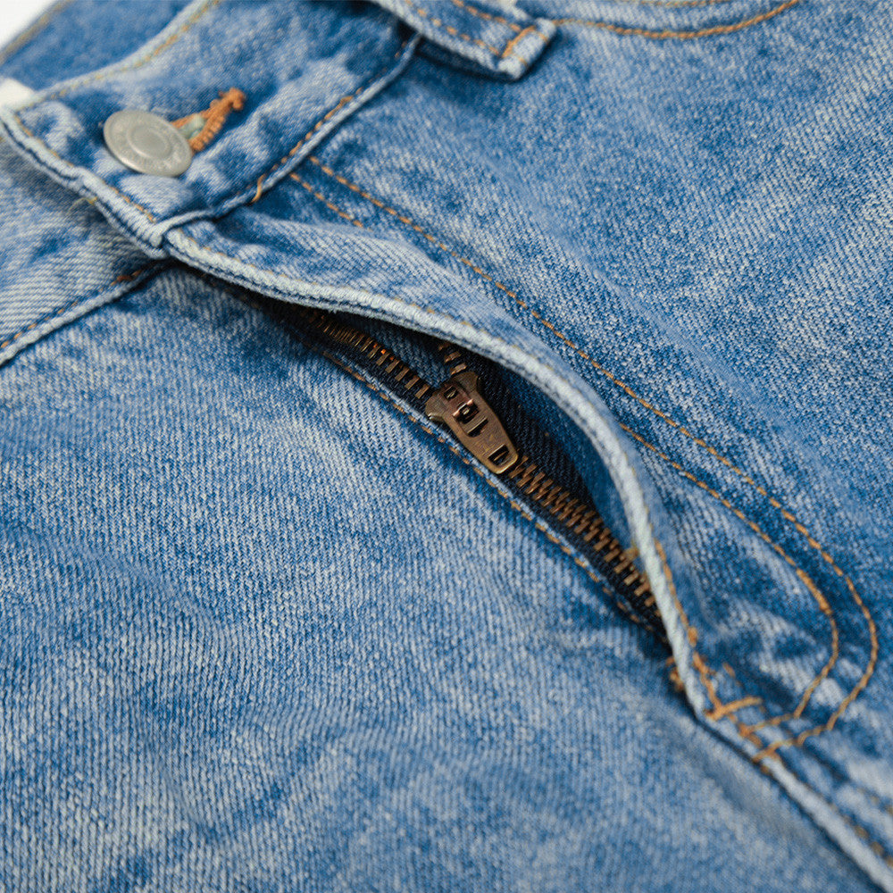 Men's Vintage Distressed Denim Trousers - Stylish Loose Fit Pants