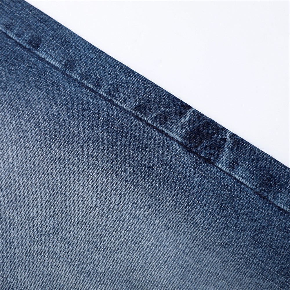 Mens Washed Denim Bell Bottom Jeans — Flared Mid Waist Zip Fly Streetwear