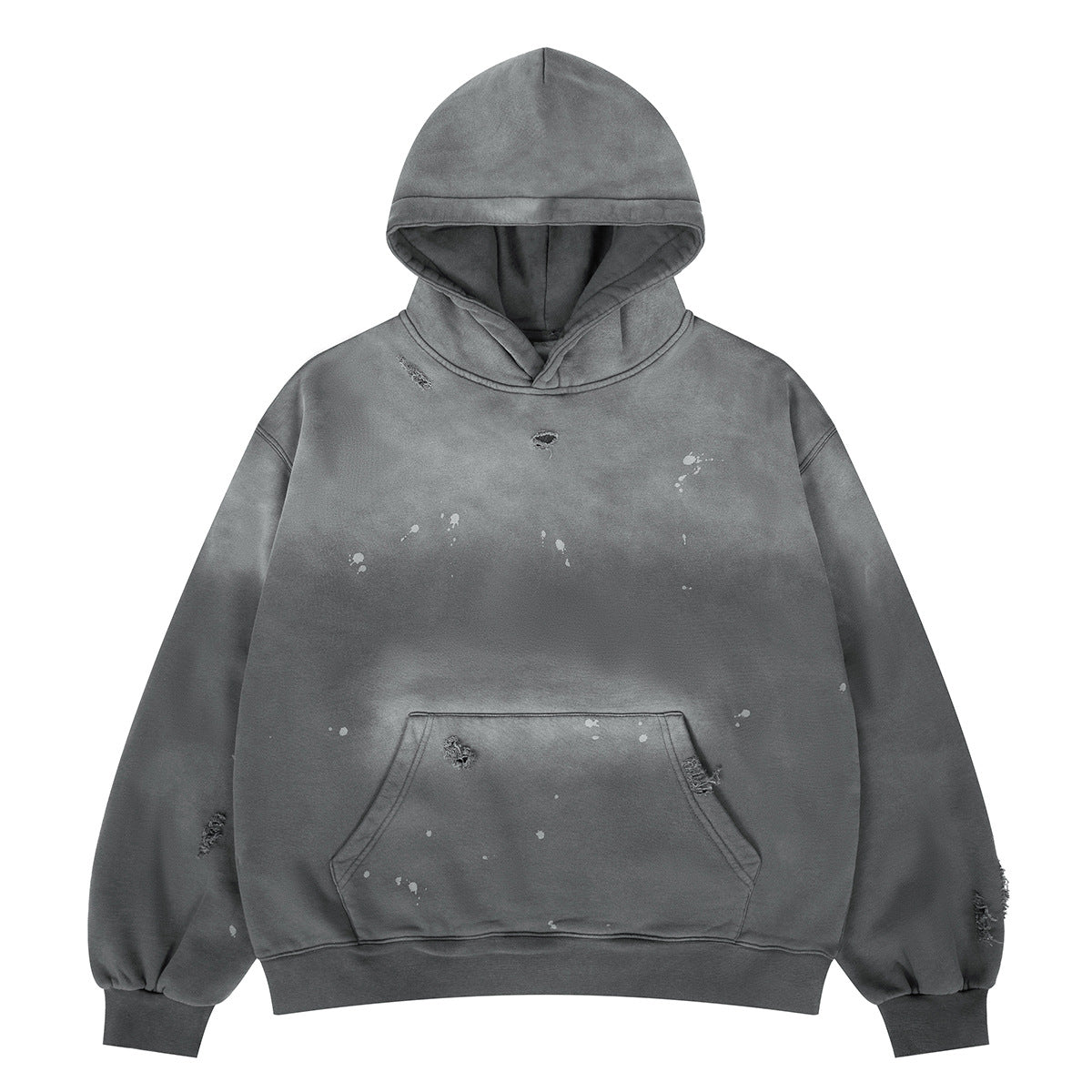 Splatter Distressed Gradient Spray Monkey Hoodie Sweatshirt