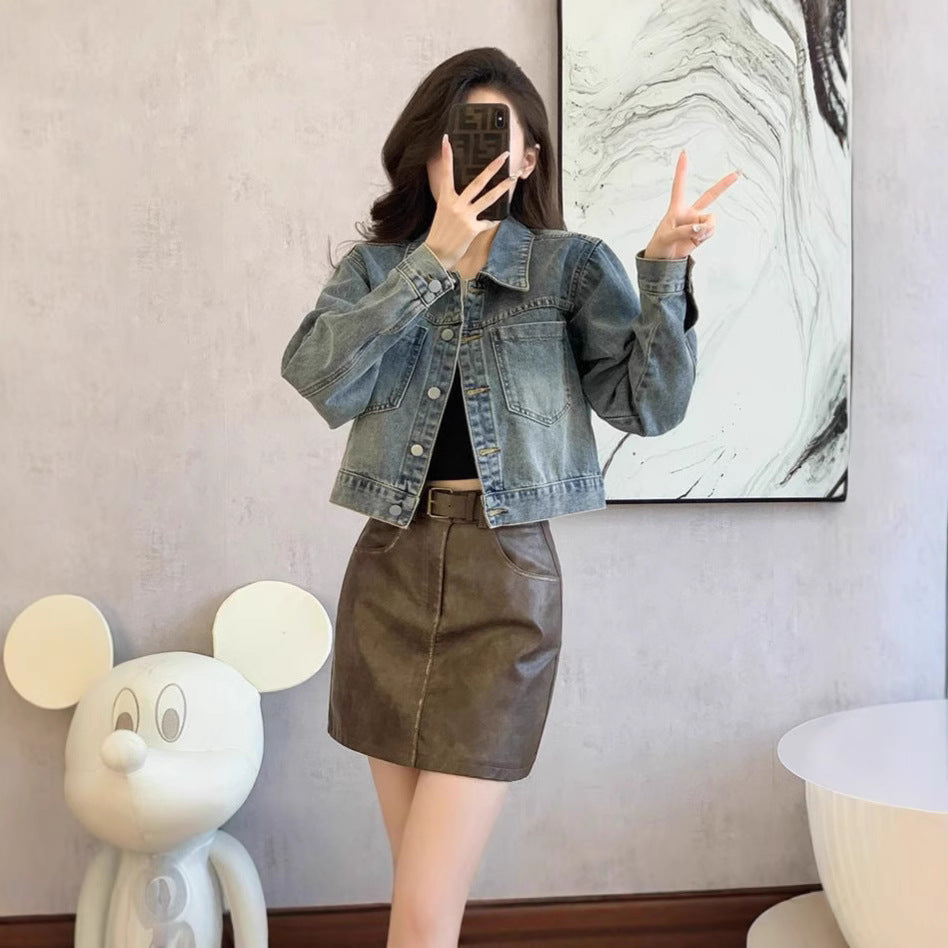Short Denim Jacket for Women - Versatile Casual Loose Fit