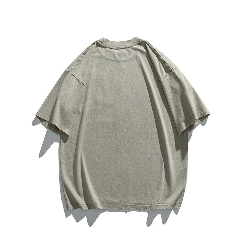 Washed and Worn Casual Round Neck T-Shirts