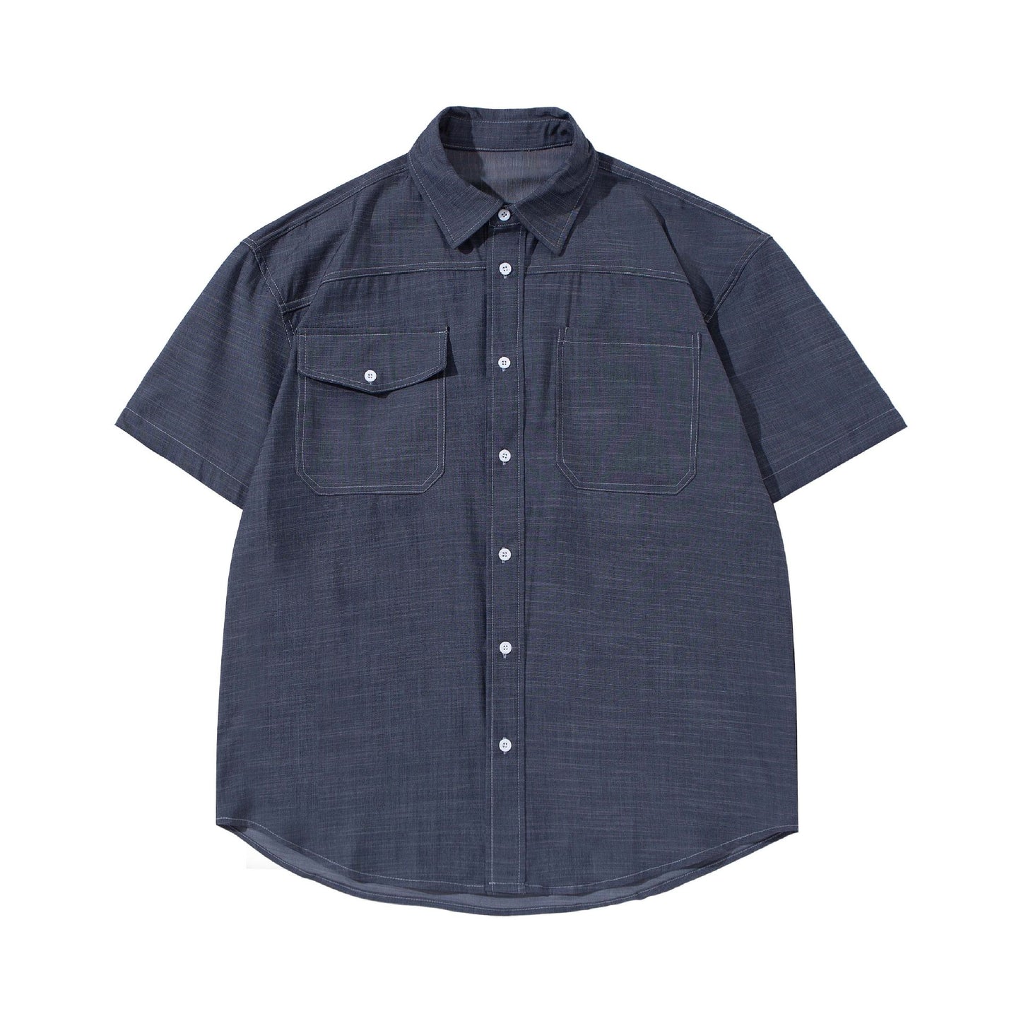 Thin Denim Short-Sleeved Shirt for Men